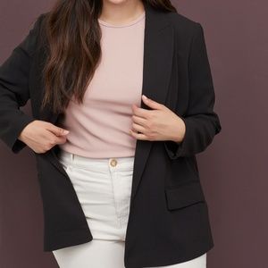 H&M Plus Long-Line Black Blazer, Size 24 - Unworn